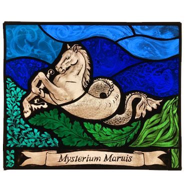 Zeepaard gebrandschilderd tiffany glas